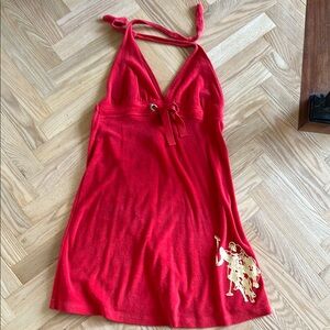 U.S. Polo Assn. Red Halter Terry Dress